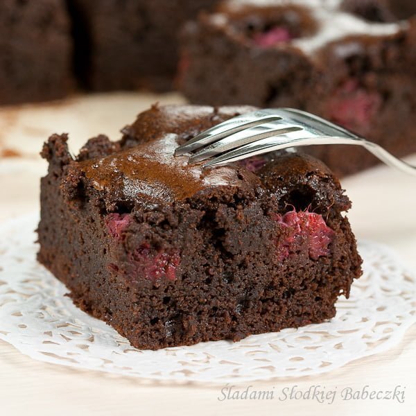 Brownies z malinami / Brownies with raspberries